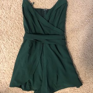 Hunter green romper with cami straps